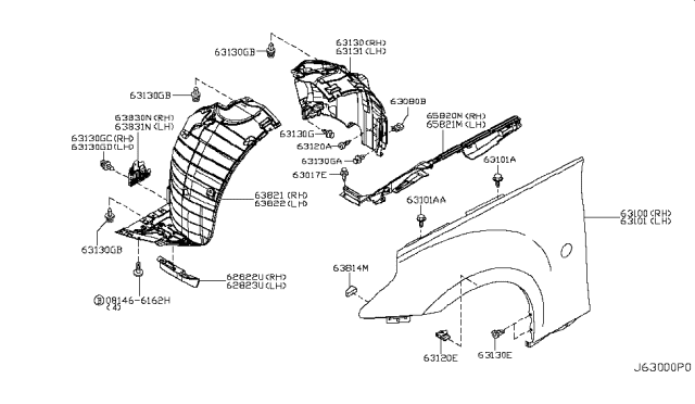 2013 Nissan 370Z Front Fender & Fitting Diagram 1