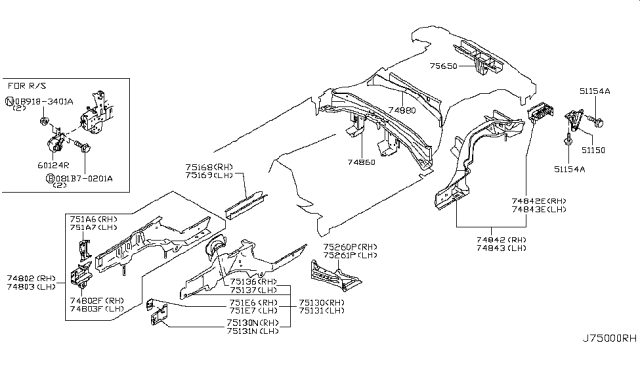 2019 Nissan 370Z Member & Fitting Diagram