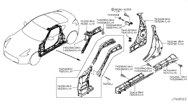 2016 Nissan 370Z Body Side Panel Diagram 1