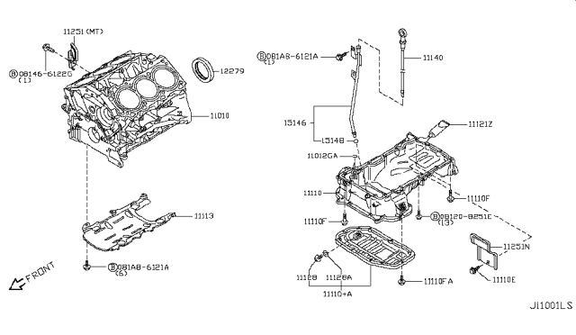 2018 Nissan 370Z Cylinder Block & Oil Pan Diagram 1
