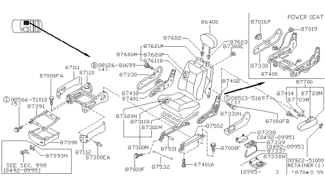 1996 Nissan Quest Cup Holder Diagram for 87340-1B003