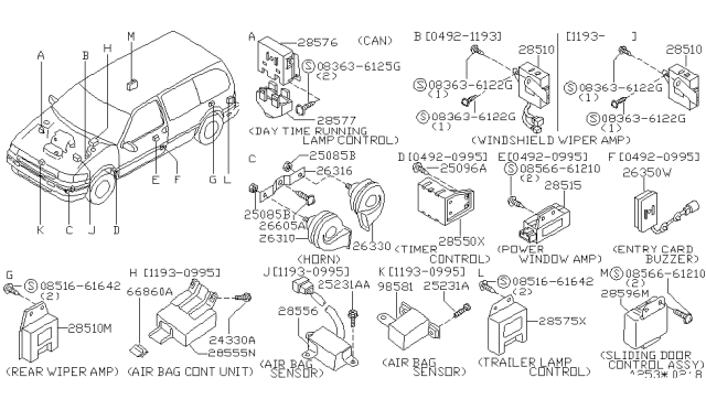 1998 Nissan Quest Sensor-Air Bag Diagram for 28556-6B026