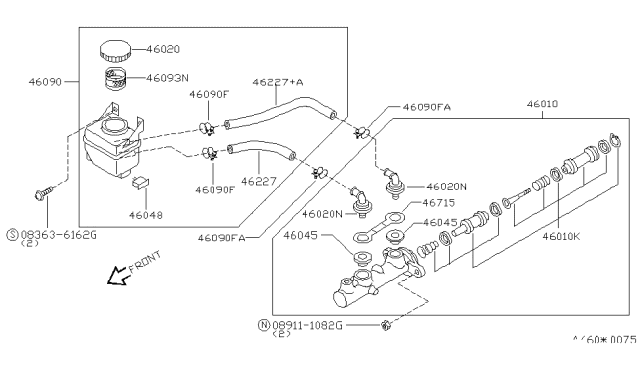 1995 Nissan Quest Piston Kit-Tandem Brake Master Cylinder Diagram for 46011-0B027