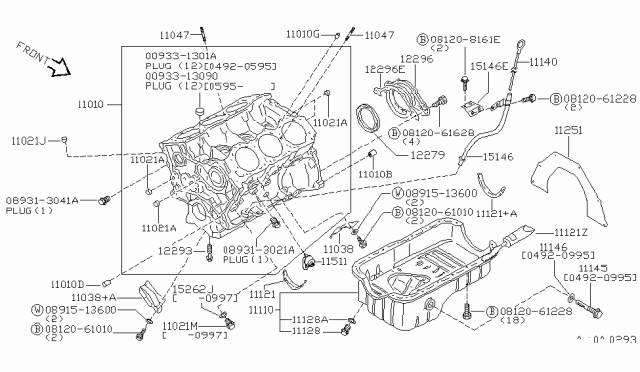 1996 Nissan Quest Plug Drain Diagram for 11128-01M05