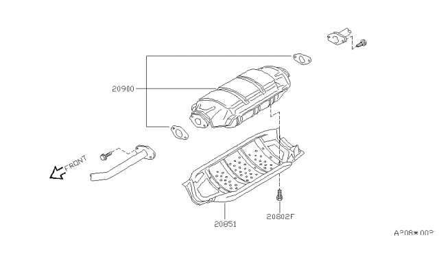1993 Nissan Quest Catalytic Converter Assembly Diagram for 20800-0B025