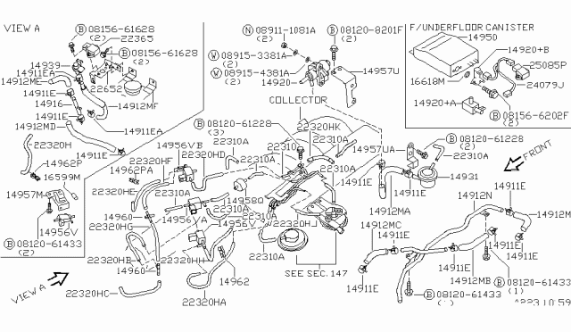 1997 Nissan Quest CANISTER Assembly-EVAPORATION Diagram for 14950-6B700