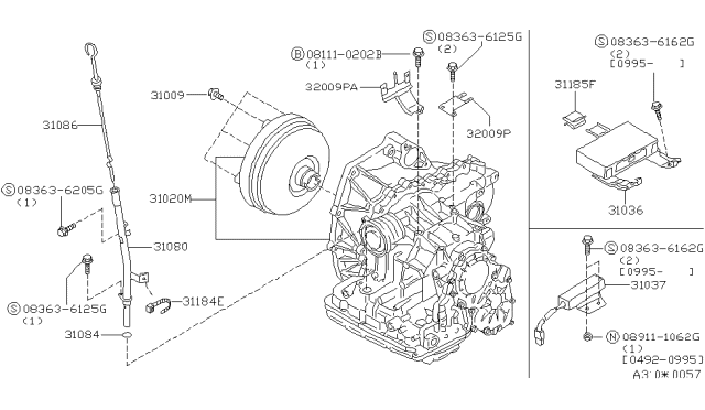 1998 Nissan Quest Automatic Transmission Assembly Diagram for 31020-80X62