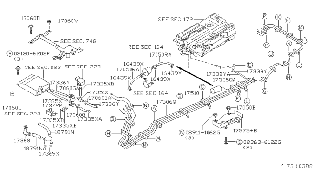 1998 Nissan Quest Valve Assy-Breather Diagram for 17368-6B701