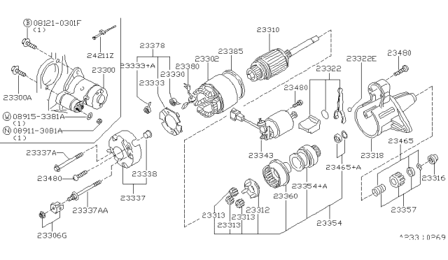 1998 Nissan Quest Motor Assy-Starter Diagram for 23300-0B711