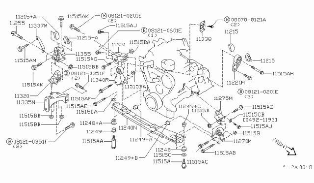 1998 Nissan Quest Engine & Transmission Mounting Diagram