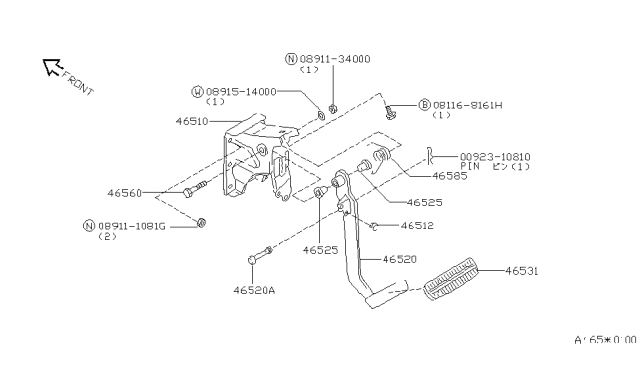 1998 Nissan Quest Brake & Clutch Pedal Diagram