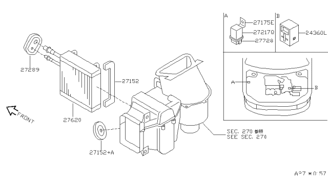 1994 Nissan Quest Seal Diagram for 27287-0B000