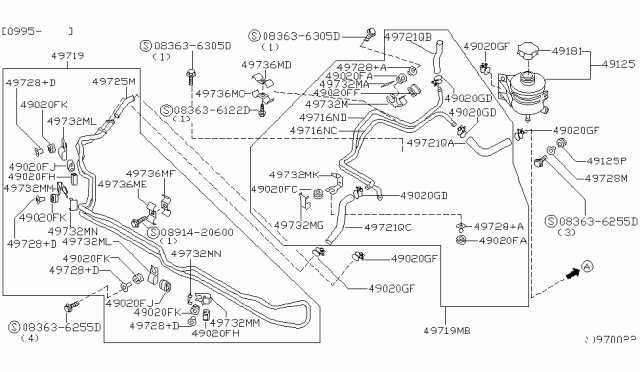 1995 Nissan Quest Tube Assy-Power Steering Diagram for 49790-1B000