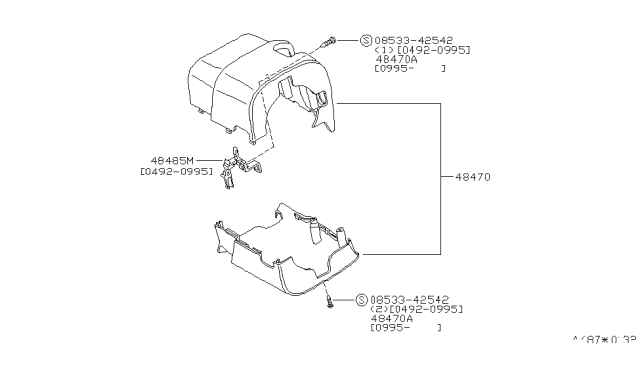 1993 Nissan Quest Cover Steer Column Diagram for 48470-0B225