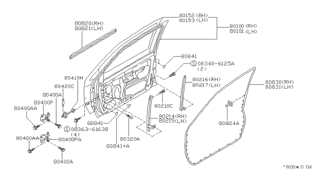 1994 Nissan Quest L Door Outer W/MOULDING & KEYLESS Diagram for 80153-0B035