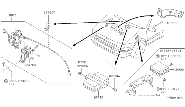 1994 Nissan Quest Controller ASCD Assembly Diagram for 18930-0B310