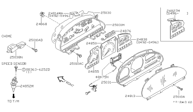 1994 Nissan Quest Speedometer Assembly Diagram for 24820-0B200