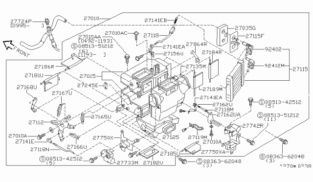 1996 Nissan Quest Air Mix Actuator Assembly Diagram for 27742-0B000