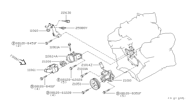 1995 Nissan Quest Water Outlet Diagram for 11060-1B002