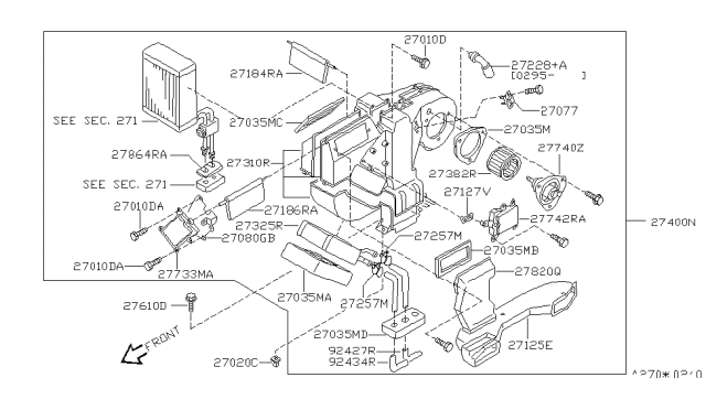 1995 Nissan Quest Air Mix Actuator Assembly Diagram for 27742-0B001