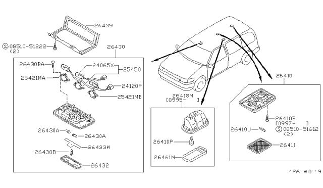 1998 Nissan Quest Lamp Assembly-Map Diagram for 26430-1B100