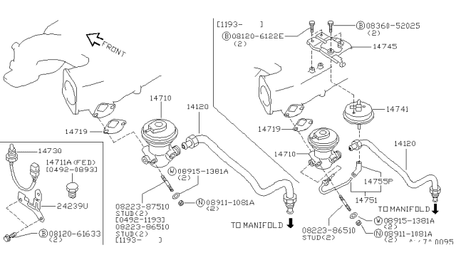 1998 Nissan Quest Tube Assembly-BPT Diagram for 14750-0B700