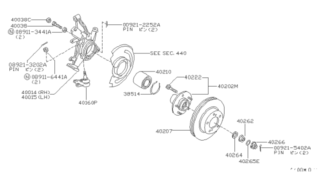 1993 Nissan Quest Joint Assembly-Ball,Lower Diagram for 40160-0B000