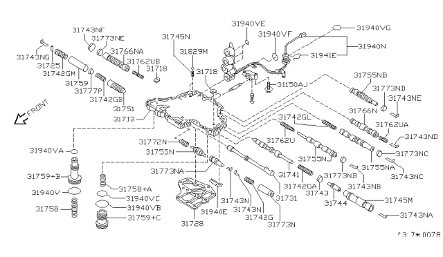 1994 Nissan Quest Oil Strainer Assembly Diagram for 31728-80X03