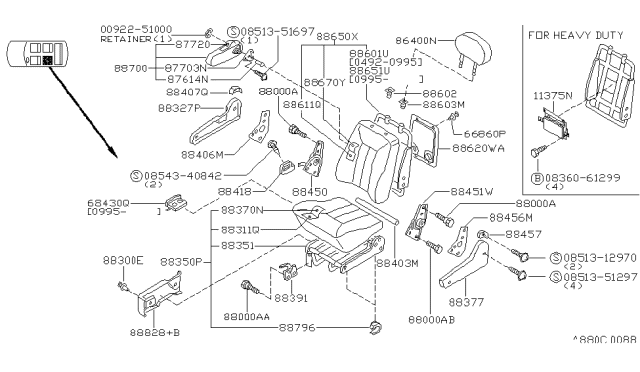 1995 Nissan Quest Cup Holder Assembly Diagram for 88337-1B000