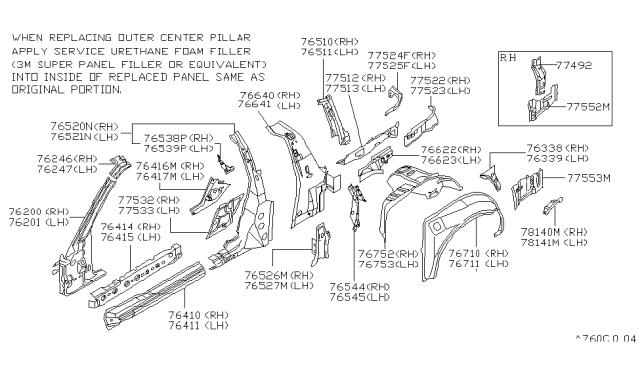 1995 Nissan 300ZX Body Side Panel Diagram 1