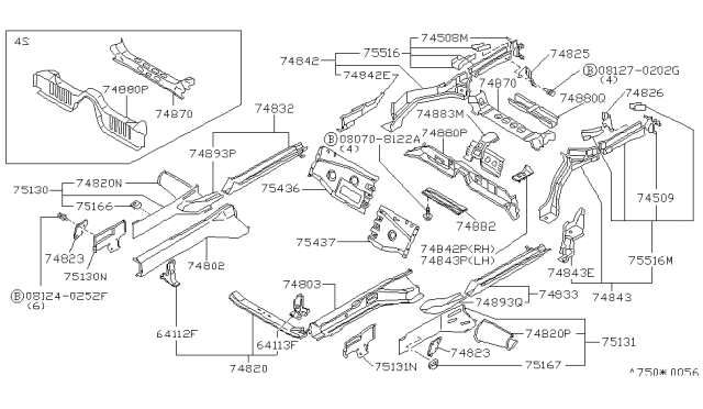 1992 Nissan 300ZX Member-Cross,Shock Absorber & Differential Mount Diagram for 75630-32P00