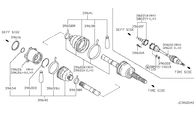 1995 Nissan 300ZX Shaft Assembly-Rear Drive,L Diagram for 39601-40P60