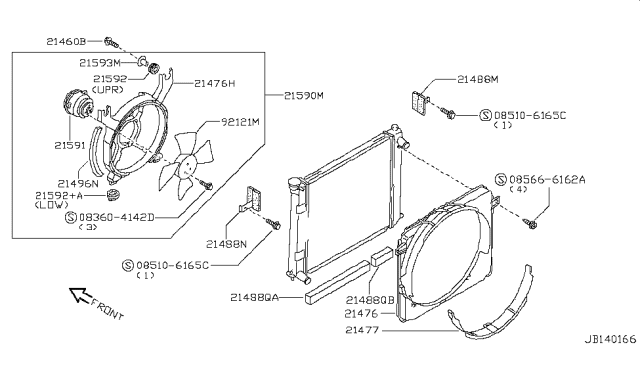 1996 Nissan 300ZX Motor & Fan Assembly Diagram for 21580-53P00