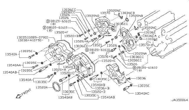 1996 Nissan 300ZX Front Cover,Vacuum Pump & Fitting Diagram 1