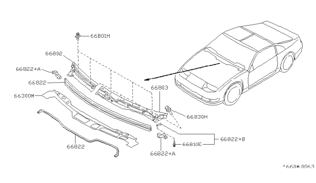 1990 Nissan 300ZX Cowl Top & Fitting Diagram