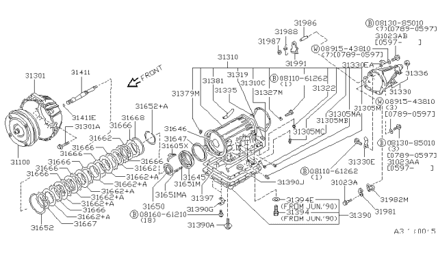 1996 Nissan 300ZX Converter Assembly-Torque Diagram for 31100-43X01