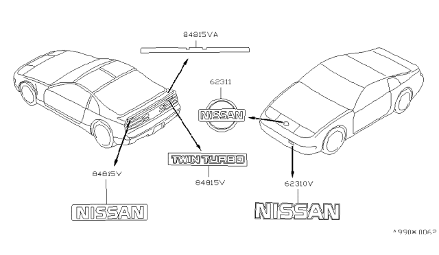 1992 Nissan 300ZX Rear Window Name Label Diagram for 93094-42P10