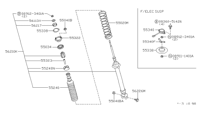 1994 Nissan 300ZX Spring Rear Suspension Diagram for 55020-33P12
