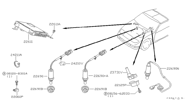 1994 Nissan 300ZX Sensor Assembly-O2 Diagram for 22690-30P00