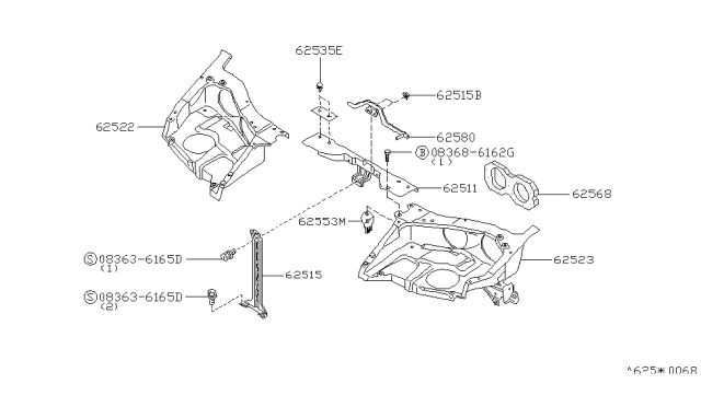 1994 Nissan 300ZX Stay-Hood Lock Diagram for 62552-30P00