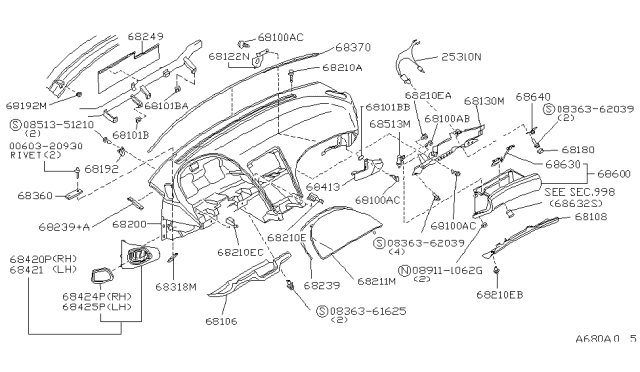 1990 Nissan 300ZX Instrument Panel,Pad & Cluster Lid Diagram 2