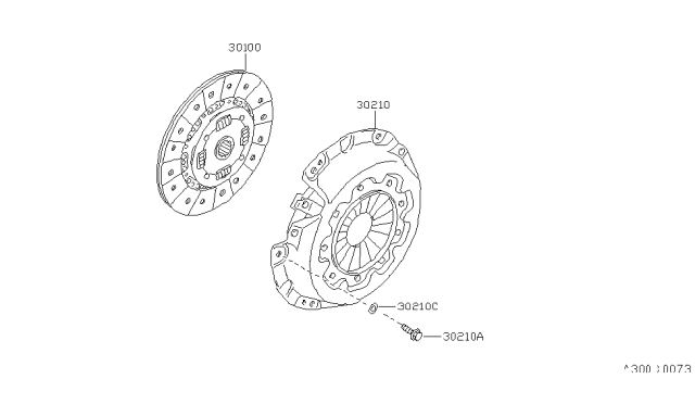 1990 Nissan 300ZX Clutch Disc Diagram for 30100-30P01