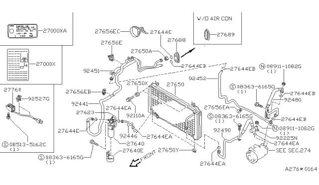 1993 Nissan 300ZX Tube Front Cooler Low B Diagram for 92452-30P11