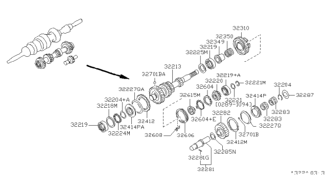 1990 Nissan 300ZX Ring-Snap Counter Shaft T=1.74 Diagram for 32236-01G07