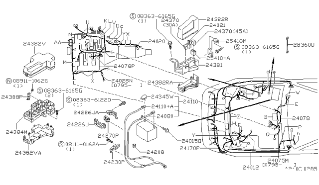 1995 Nissan 300ZX Link-FUSIBLE Red Diagram for 24370-89960