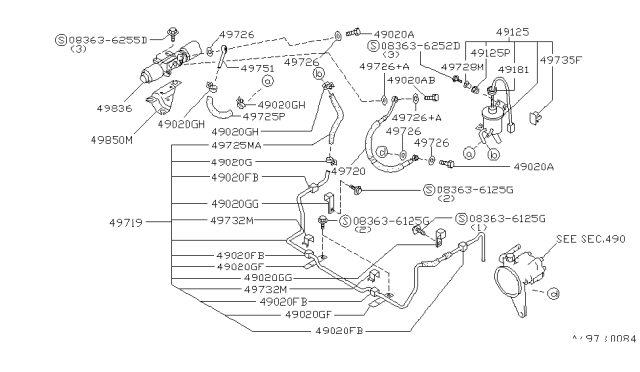 1991 Nissan 300ZX Hose & Tube Assy-Power Steering Diagram for 49790-30P01