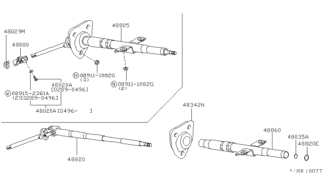 1992 Nissan 300ZX Column Assembly-Steering Impact Absorbing Diagram for 48805-31P00