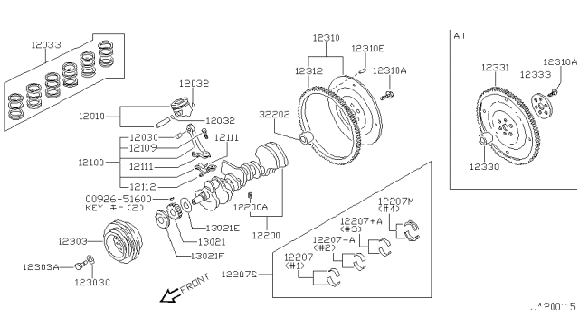 1995 Nissan 300ZX Ring Set-Piston Diagram for 12036-F6511