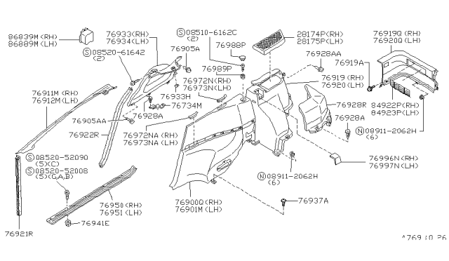 1990 Nissan 300ZX Body Side Trimming Diagram 2