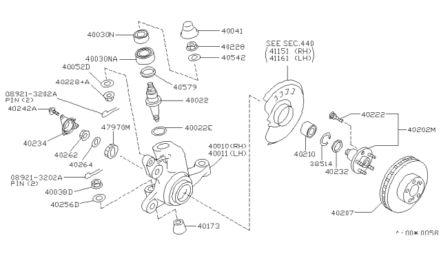 1994 Nissan 300ZX Spindle-KNUCKLE,LH Diagram for 40011-30P05